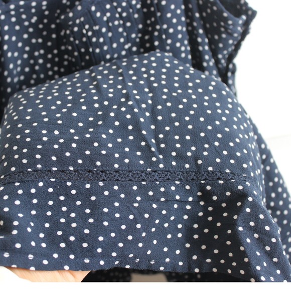 Abercrombie Fitch Navy White Polka Dot Mini Dress Cami Straps Button Side Small - Picture 6 of 9